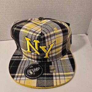 0059Description: NWT NY Ball Cap Size XL Yellow plaid with sparkle threads